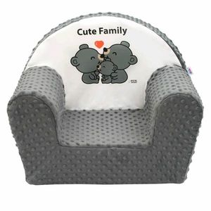 Fotoliu copii New Baby, cu Minky Cute Family, gri, 42 x 53 cm imagine