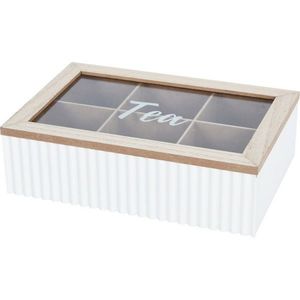 Cutie pentru pliculețe de ceai Stripes alb, 24 x 7x 16 cm, alb imagine