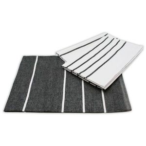 Șervet bucătărie din bumbac egiptean Dungi negre, 50 x 70 cm, set 3 buc., alb + negru imagine