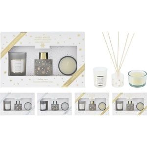 Set cadou aromaterapie de casă de Crăciun , mesteacăn auriu, alb, 22, 5 x 14, 5 x 5, 5 cm imagine