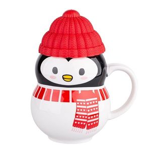 Cană de Crăciun cu capac din silicon AltomPenguin, 350 ml imagine