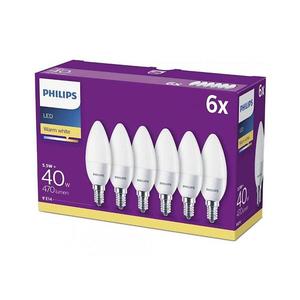 SET 6x bec LED Philips B35 E14/5, 5W/230V 2700K imagine