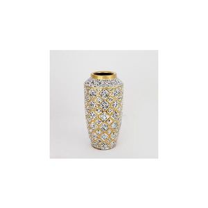 Vază ceramică 25x13 cm auriu/alb/negru imagine