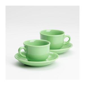 Serviciu de ceai 2x ceașcă ceramică cu farfurioară, verde imagine