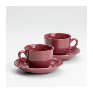 Serviciu de ceai 2x ceașcă ceramică cu farfurioară, roșu imagine