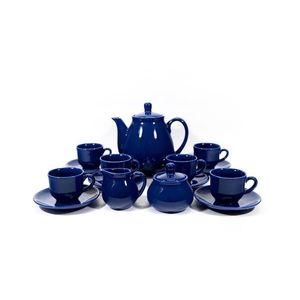 Set ceramică 6x cană cu farfurioară, 1x ulcior cu capac, 1x zaharniță și 1x latieră imagine