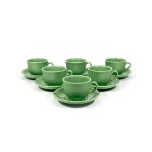 Set 6x ceașcă ceramică cu farfurioară verde imagine