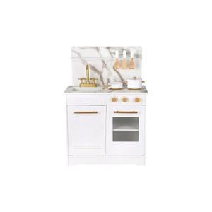 Bucătărie din lemn cu accesorii New Classic Toys alb/decor marmorat imagine