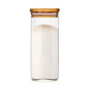 Klarstein Recipient pătrat pentru păstrarea alimentelor cu capac din bambus, etanș la aer, cu sigiliu siliconic, 6 × 15 cm, 300 ml imagine