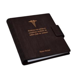 Agenda A5 din lemn personalizabila, wenge, Piksel, Medicina, Doctor, asistenta, 100 pagini imagine
