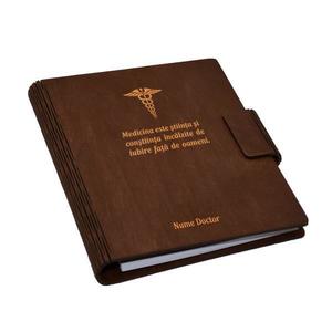 Agenda A5 din lemn personalizabila, maro, Piksel, Medicina, Doctor, asistenta, 100 pagini imagine