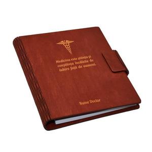 Agenda A5 din lemn personalizabila, rosu, Piksel, Medicina, Doctor, asistenta, 100 pagini imagine