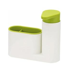 Dozator de sapun cu suport, alb/verde, 17.5x5.5x16.5 cm imagine