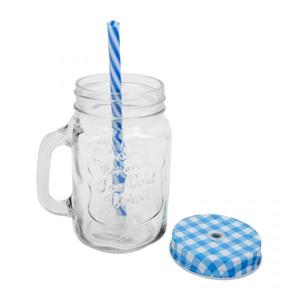 Borcan limonada cu pai, sticla/metal, transparent, 450 ml imagine