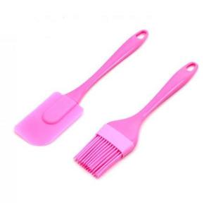 Set pensula si spatula, silicon, roz, 22x5 cm imagine