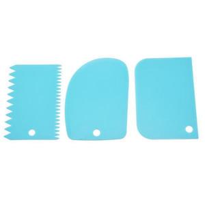 Set 3 spatule pentru prajituri, plastic, albastru, 10x8 cm imagine