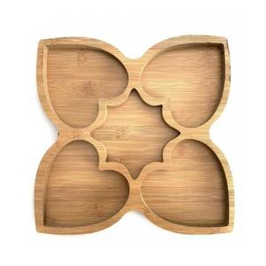 Farfurie compartimentata, model stea, bambus, 24x24x1.5cm imagine