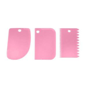 Set 3 spatule pentru prajituri, plastic, roz, 10x8 cm imagine