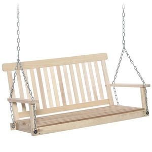 Outsunny Leagăn Suspendat din Lemn pentru 2 Persoane, Design Natural, Ideal pentru Grădină sau Terasă, 119x65x61 cm | Aosom Romania imagine