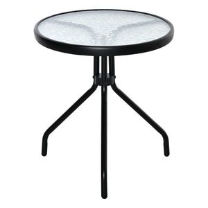 Masuta de Gradina Rotunda Outsunny cu Etajera din Sticla Φ50x55cm, Negru imagine