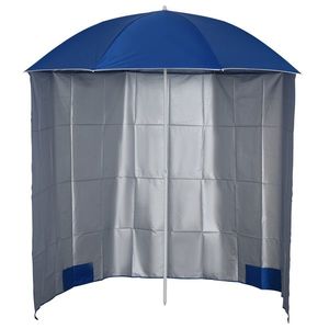Outsunny Umbrelă de Plajă cu Perdea Laterală, Săculeți pentru Nisip și Țăruși, Ø220x220 cm, Albastru | Aosom Romania imagine