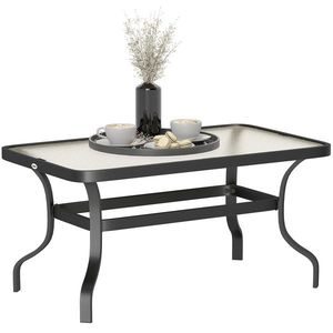 Outsunny Măsuță de Cafea pentru Exterior cu Blat din Sticlă Securizată, 95x55x46 cm, Negru | Aosom Romania imagine