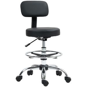 HOMCOM Scaun Rotativ la 360° și Reglabil pe Înălțime cu Suport pentru Picioare, 52x52x78-92 cm, Negru | Aosom Romania imagine