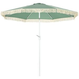 Outsunny Umbrelă de Grădină Înclinabilă cu Franjuri, Manivelă şi Tijă în 2 Secţiuni, Ø2.65x2.45 m, Verde | Aosom Romania imagine