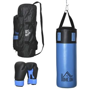 HOMCOM Set Sac de Box cu Mănuși, Cârlige și Geantă de Transport, Ø25x102 cm, Albastru | Aosom Romania imagine