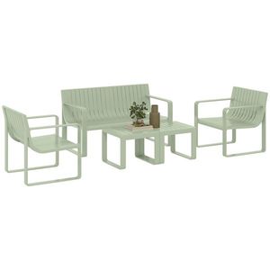 Outsunny Set de Grădină din 5 Piese cu Canapea, 2 Fotolii și 2 Măsuțe, 122x60.5x70 cm, Verde | Aosom Romania imagine