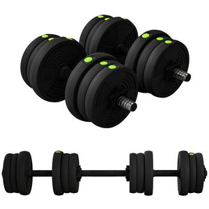 SPORTNOW Set Greutăți 2 în 1 cu Gantere Convertibile în Halteră și Reglabile, 105x20x20 cm, Negru | Aosom Romania imagine