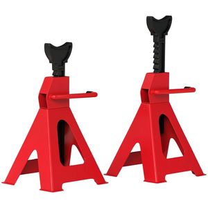 HOMCOM Set de 2 Suporturi pentru Mașină cu Înălțime de Ridicare Reglabilă, 27x24x38, 5-60 cm, Roșu | Aosom Romania imagine