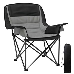 Outsunny Scaun de Camping Pliabil cu 2 Suporturi pentru Pahare și Buzunare Laterale, 99x71x103 cm, Gri | Aosom Romania imagine