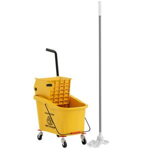 HOMCOM Cărucior de Curățenie Profesional de 36L cu Găleată pentru Mop, Storcător și Mâner, 55x37x65 cm, Galben | Aosom Romania imagine