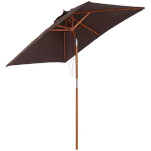 Outsunny Umbrelă de Grădină Înclinabilă cu Sistem cu Șnur și Orificiu de Ventilație, 200x150x235 cm, Cafeniu | Aosom Romania imagine