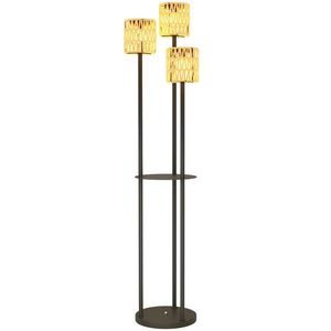 Outsunny Lampă de Exterior cu 3 Lumini, Raft Central și Bază Rotundă, Ø37x144 cm, Negru | Aosom Romania imagine
