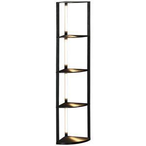 Lampa de Podea LED cu Rafturi, Lampa Moderna Independenta de Colt pentru Camera de Zi cu Lumina Alba Calda Reglabila, Negru HOMCOM | Aosom Romania imagine