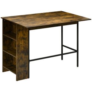 Masa de bar pliabila HOMCOM in stil industrial cu 3 rafturi, din lemn si otel 120x76x91.4cm | Aosom Romania imagine