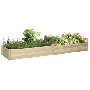 Outsunny Pat Ridicat pentru Cultivat Legume, Lada din Lemn de Brad cu Fund Deschis și Compartimente, 76x30x155 cm, Alb | Aosom Romania imagine