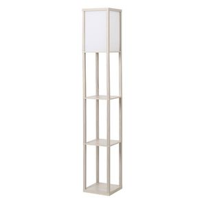 HOMCOM Lampă de podea cu rafturi integrate, Suport E27, 40W, Design Modern din MDF, 26x26x160cm, Stejar | Aosom Romania imagine