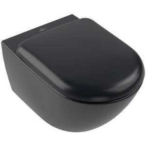 Vas wc suspendat Villeroy & Boch Antao Rimless TwistFlush Ceramic Plus 37x56cm Pure Black imagine