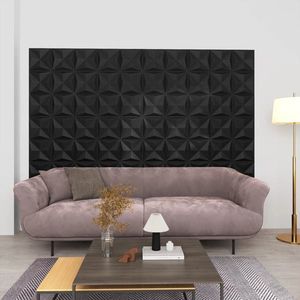 vidaXL Panouri de perete 3D 24 buc. negru 50x50 cm model origami 6 m² imagine