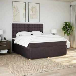 vidaXL Pat continental cu saltea maro închis 180x200cm material textil imagine