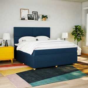 vidaXL Pat box spring cu saltea, albastru, 180x200 cm, material textil imagine