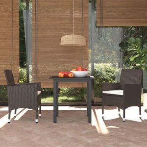 vidaXL Set mobilier de grădină cu perne, 3 piese, maro, poliratan imagine