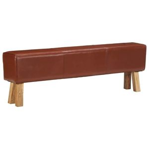 vidaXL Bancă Bok gimnastică maro 160 cm piele naturală/lemn acacia imagine