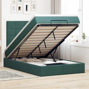 vidaXL Cadru de pat otoman cu saltele, catifea verde închis 120x200cm imagine