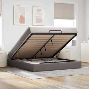 vidaXL Cadru de pat otoman cu saltea Taupe 180x200cm Material imagine