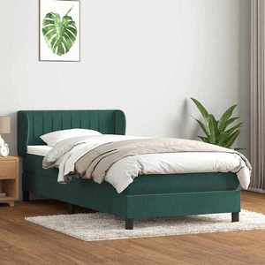 vidaXL Pat box spring cu saltea, verde închis, 80x220 cm, catifea imagine