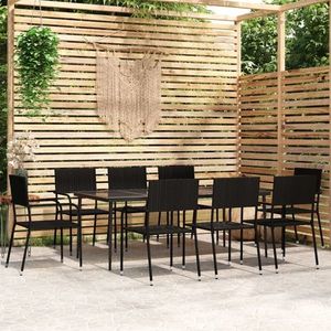 vidaXL Set mobilier pentru grădină, 9 piese, negru imagine